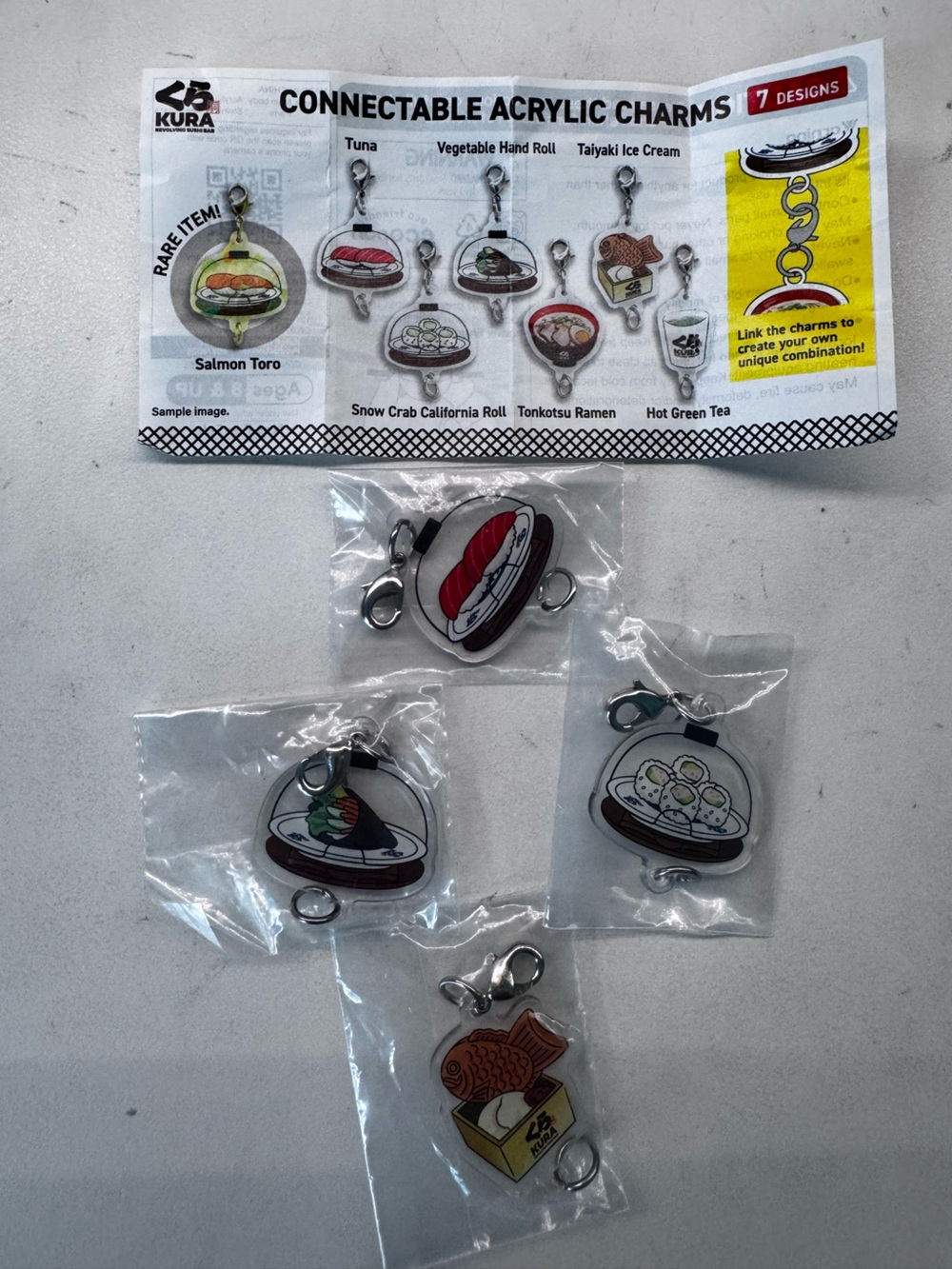 Four Kura Revolving Sushi Connectable Acrylic Charms